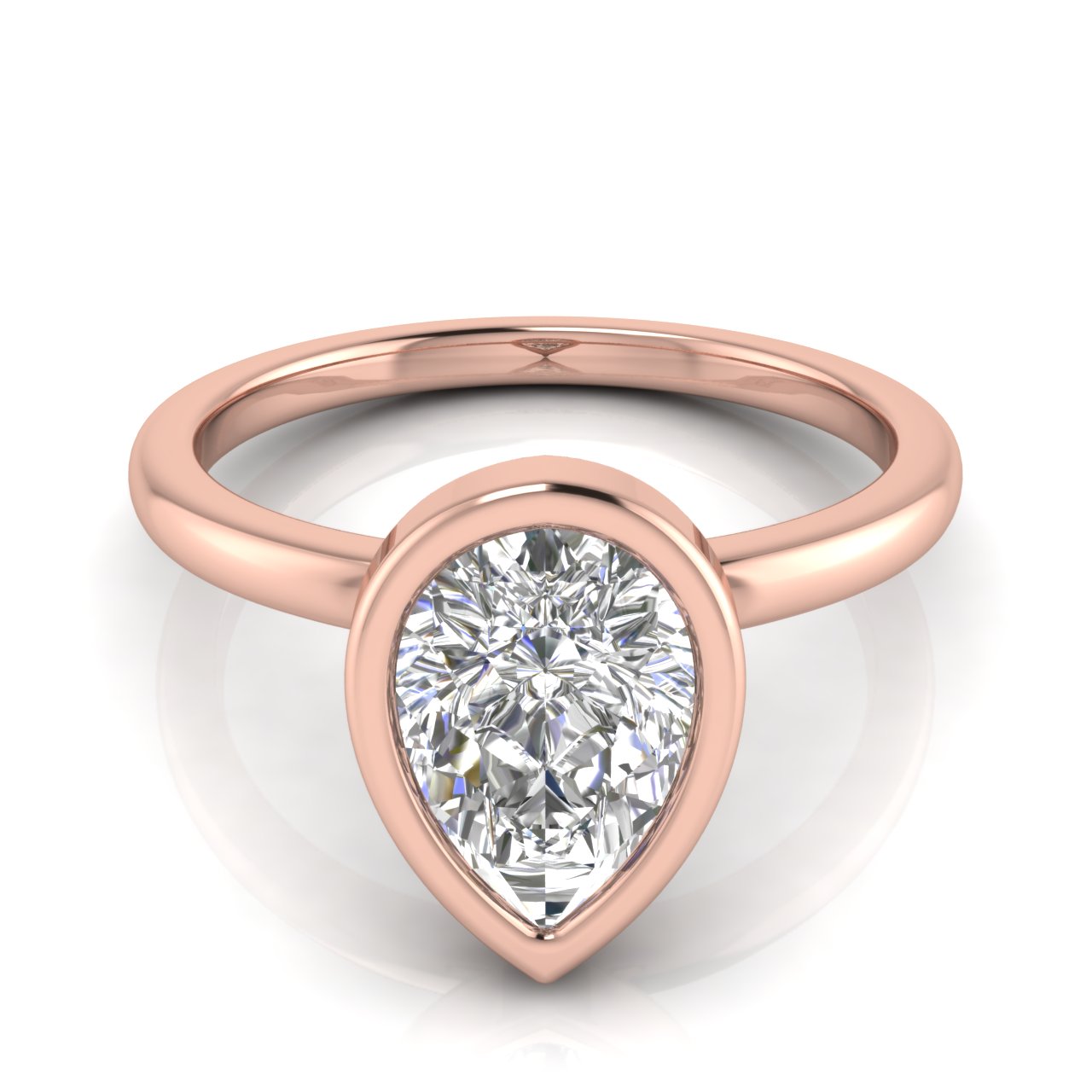 Bezel Pear Shaped Lab Diamond Engagement Ring