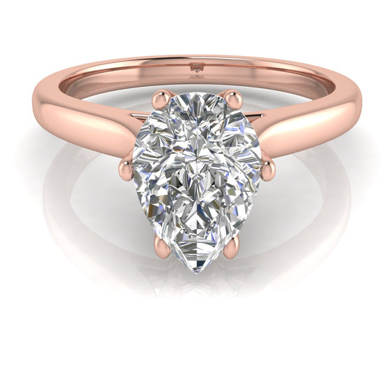 Crown Pear Shaped Lab Diamond Engagement Ring