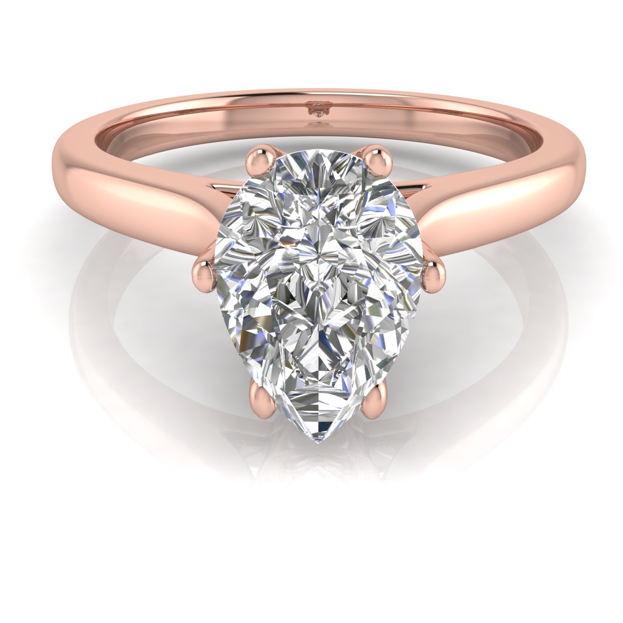 Crown Pear Shaped Moissanite Engagement Ring