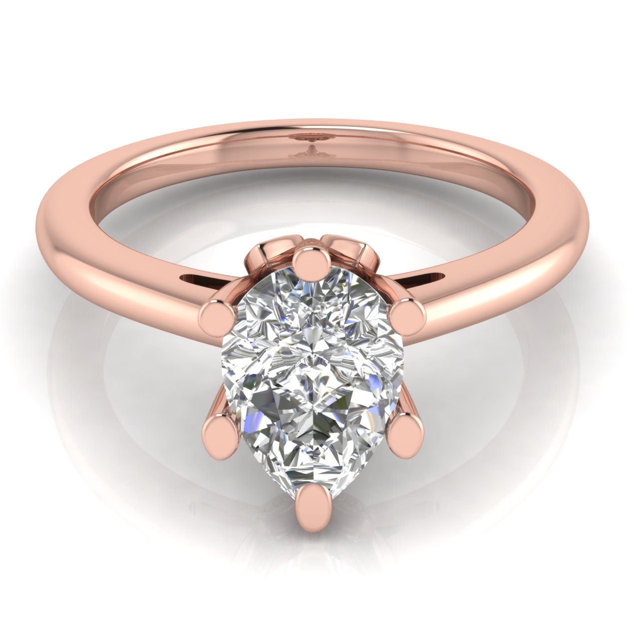 Lotus Pave Pear Shaped Moissanite Engagement Ring