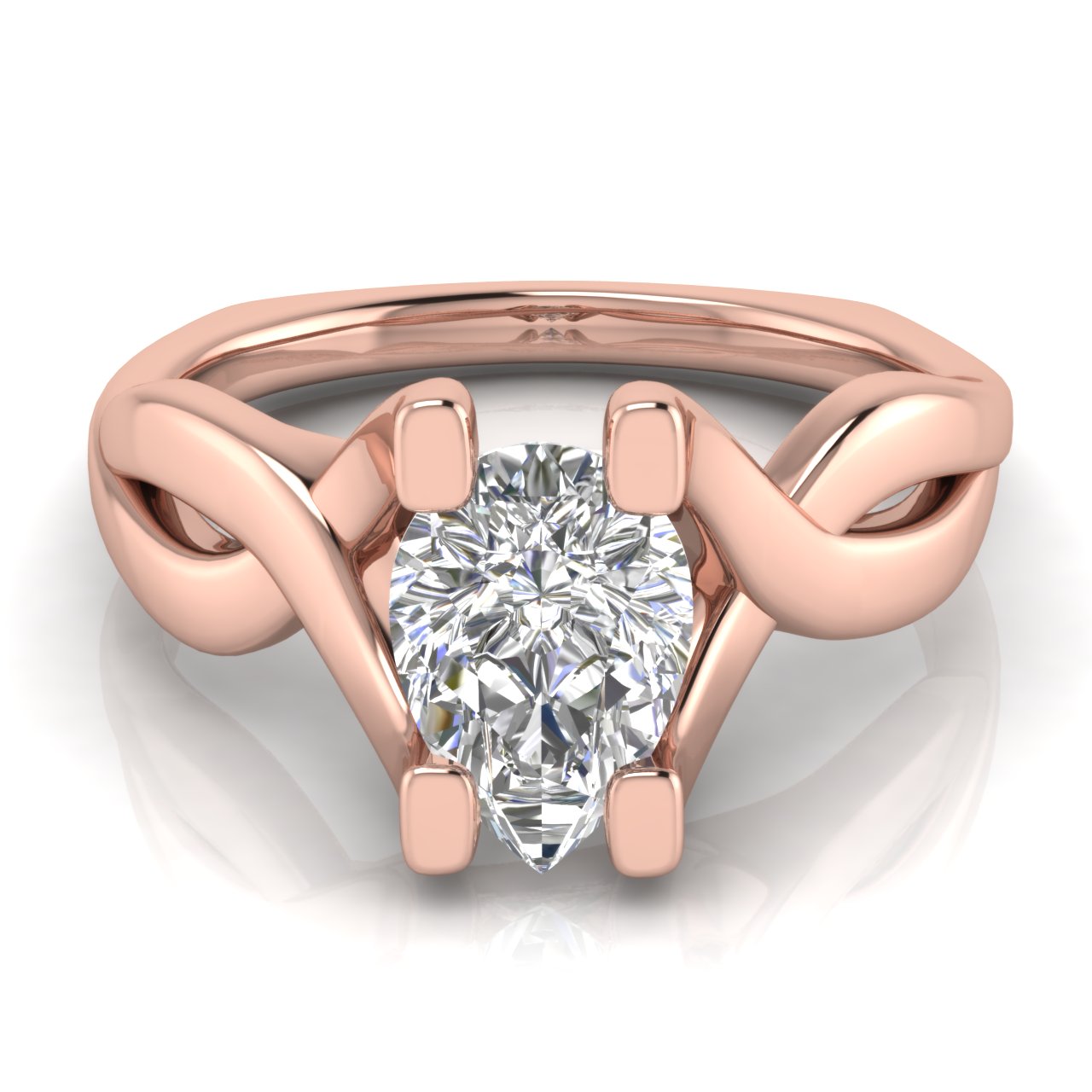 Twisted Shank Pear Shaped Lab Diamond Engagement Ring