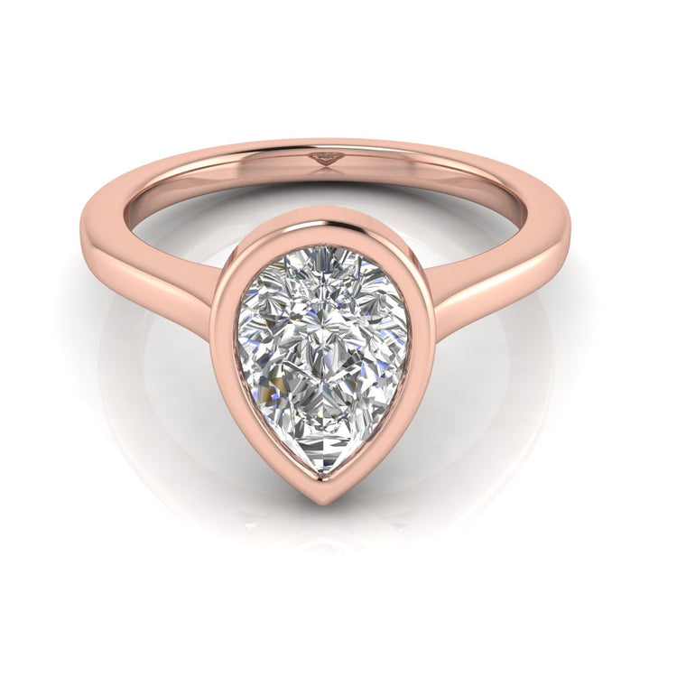 Floating Bezel Pear Shaped Lab Diamond Engagement Ring