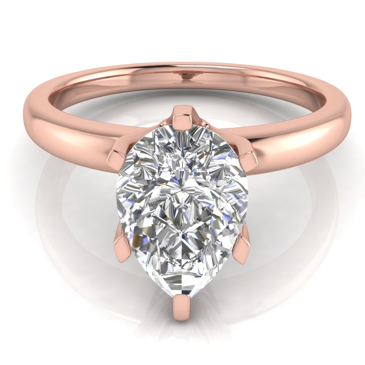 Elegant 6 Prong Pear Shaped Lab Diamond Engagement Ring