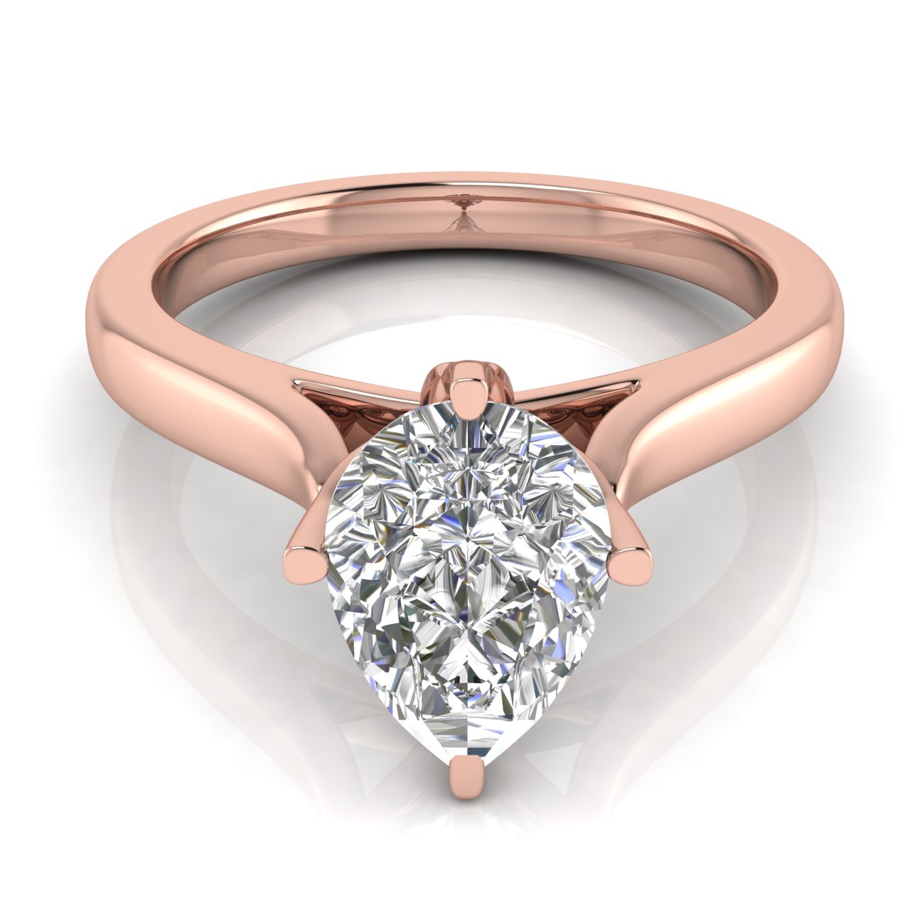 Lotus Prong Pear Shaped Lab Diamond Engagement Ring