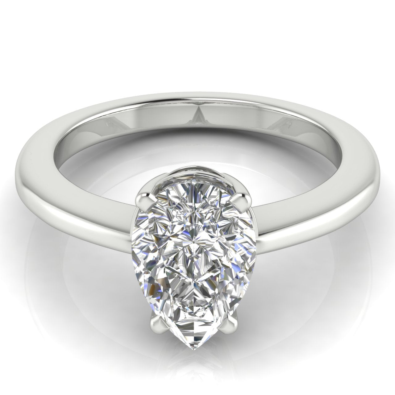 4 Prong Basket Pear Shaped Lab Diamond Engagement Ring