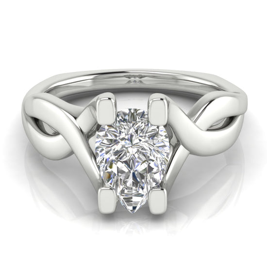 Twisted Shank Pear Shaped Lab Diamond Engagement Ring