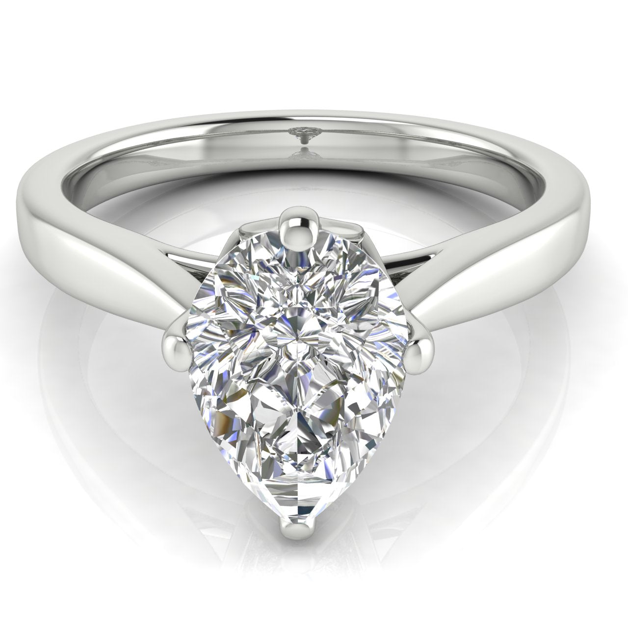 Hidden Accent Pear Shaped Moissanite Engagement Ring