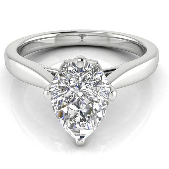 Hidden Accent Pear Shaped Moissanite Engagement Ring