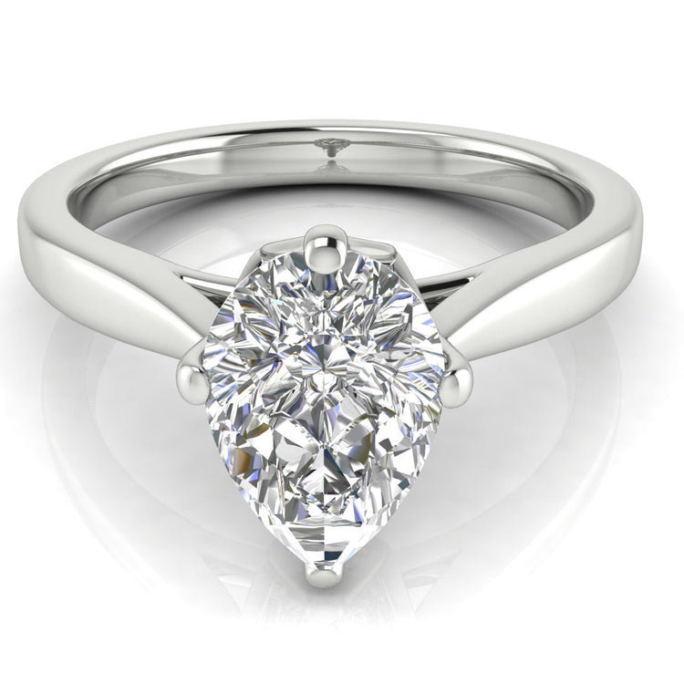 Hidden Accent Pear Shaped  Engagement Ring | Moissanite | Lab Grown Diamond