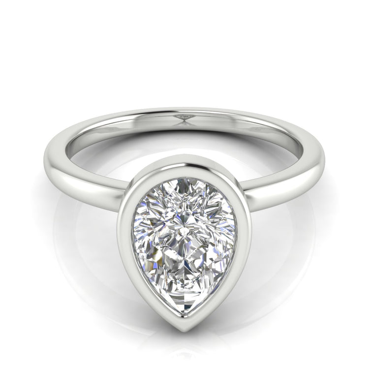 Bezel Pear Shaped  Engagement Ring | Moissanite | Lab Grown Diamond