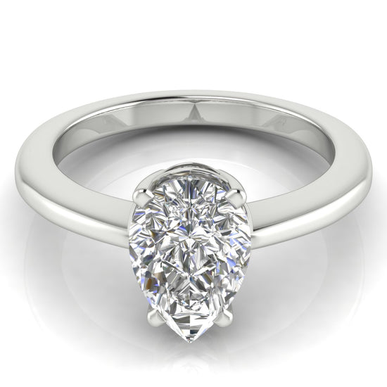 4 Prong Basket Pear Shaped Moissanite Engagement Ring