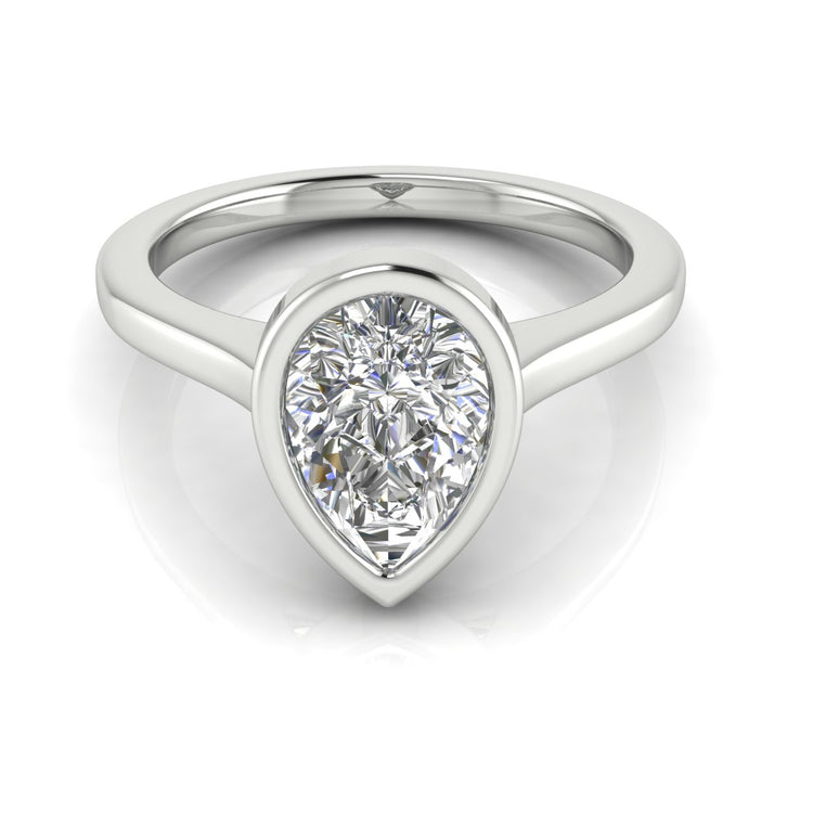 Floating Bezel Set Pear Shaped  Engagement Ring | Moissanite | Lab Grown Diamond