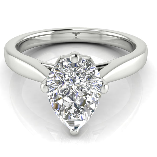 Hidden Accent Pear Shaped Lab Diamond Engagement Ring