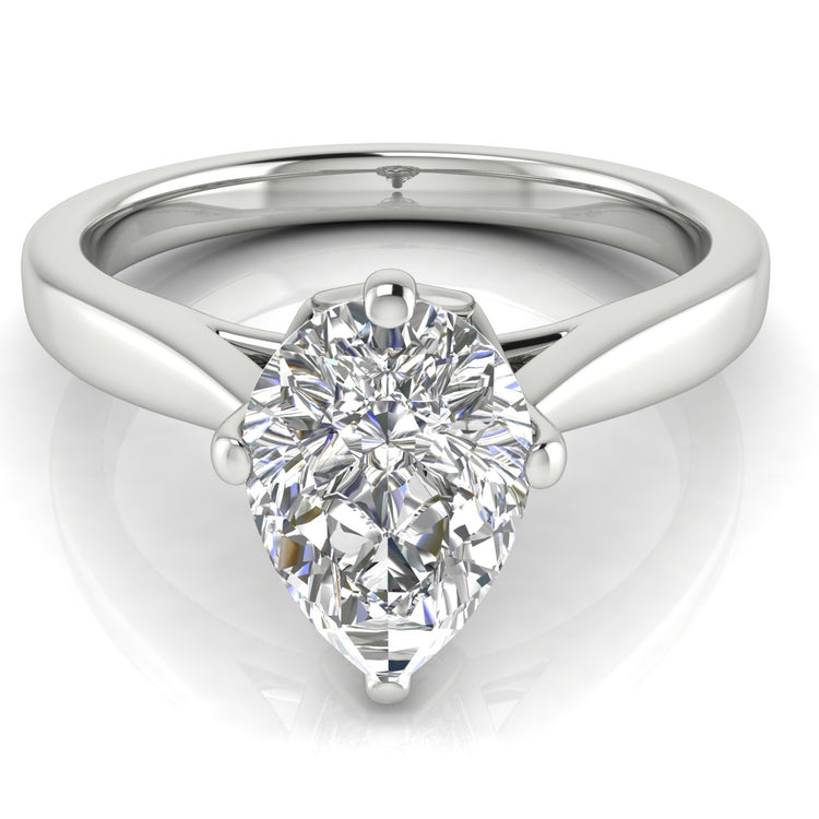 Hidden Accent Pear Shaped Lab Diamond Engagement Ring