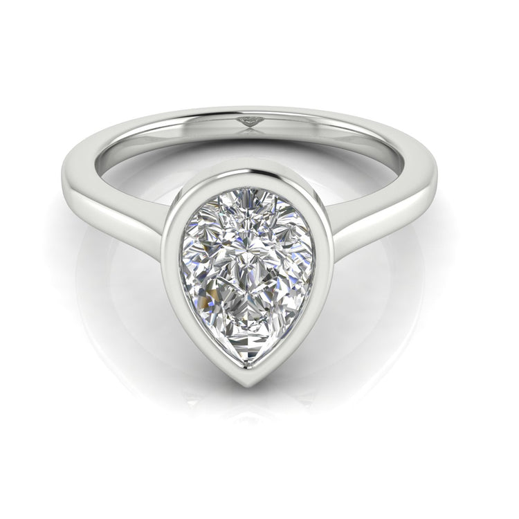 Bezel Set Pear Shaped Lab Diamond Engagement Ring