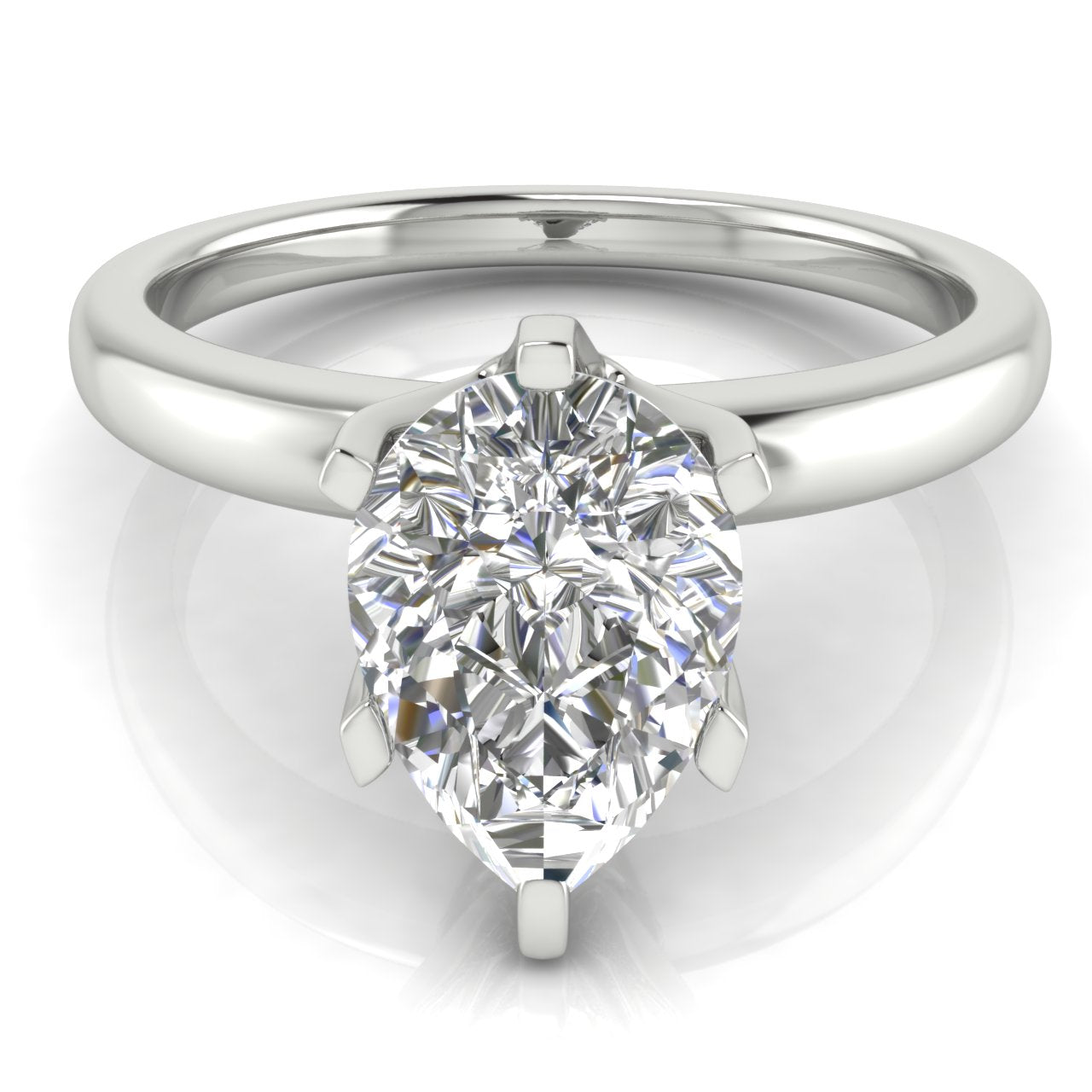 Elegant 6 Prong Pear Shaped Moissanite Engagement Ring