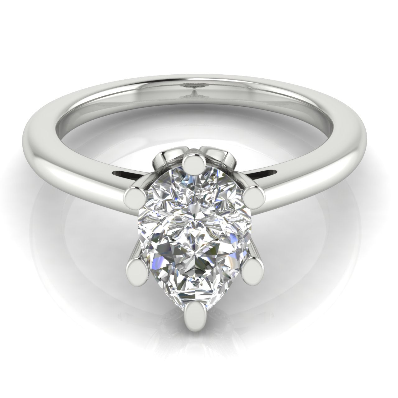 Lotus Pave Pear Shaped Moissanite Engagement Ring