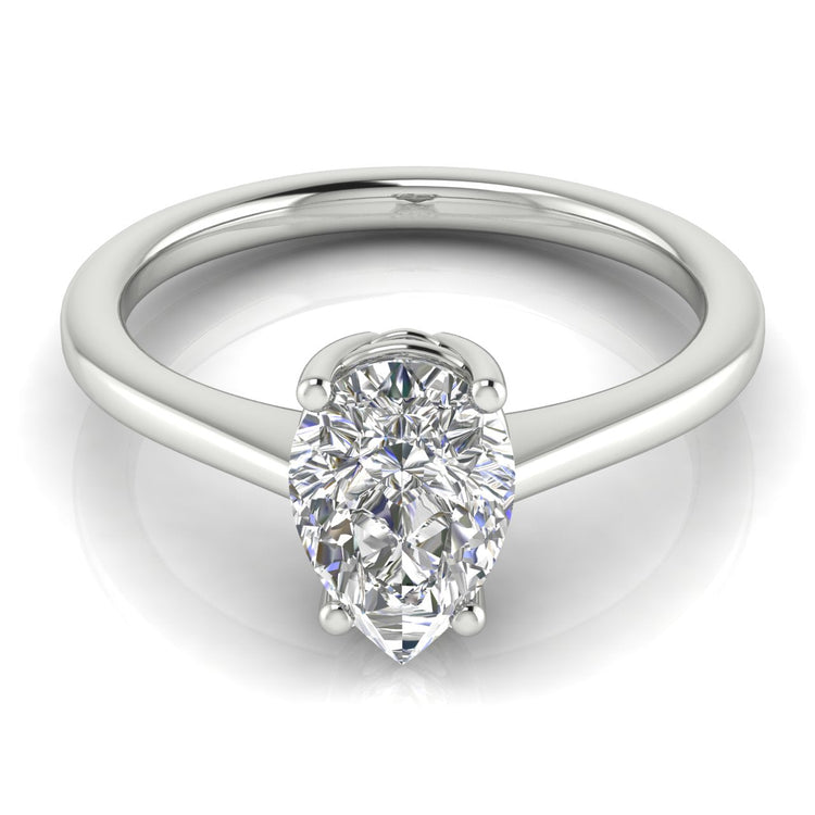 Basket Set Floating Pear Shaped Lab Diamond Engagement Ring 