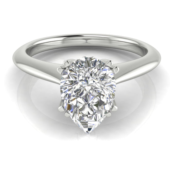 Double Prong Tulip Pear Shaped Lab Diamond Engagement Ring