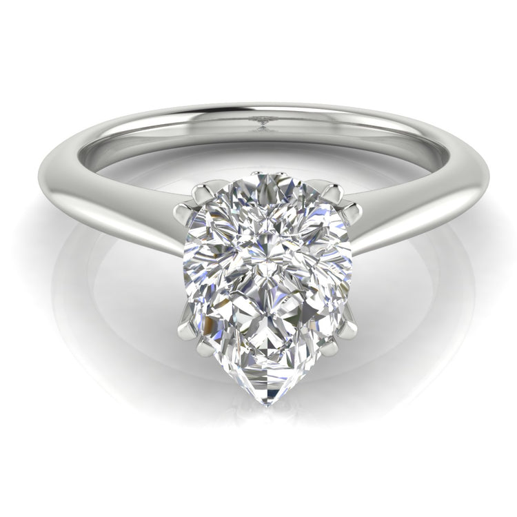 Double Prong Tulip Pear Shaped Moissanite Engagement Ring