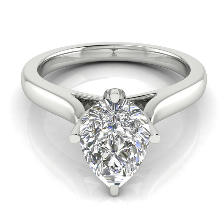 Lotus Prong Pear Shaped  Engagement Ring | Moissanite | Lab Grown Diamond