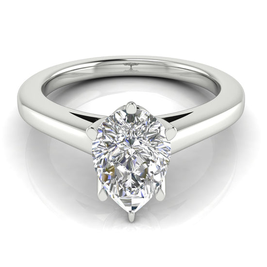 6 Prong Cathedral Pear Shaped Lab Diamond Engagement Ring