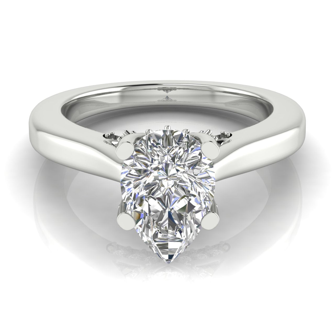 Bridge Paved Pear Shaped Moissanite Engagement Ring