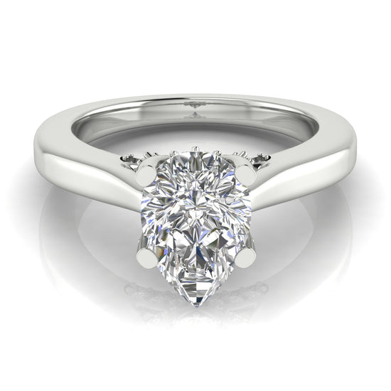 Bridge Paved Pear Shaped Lab Diamond Engagement Ring