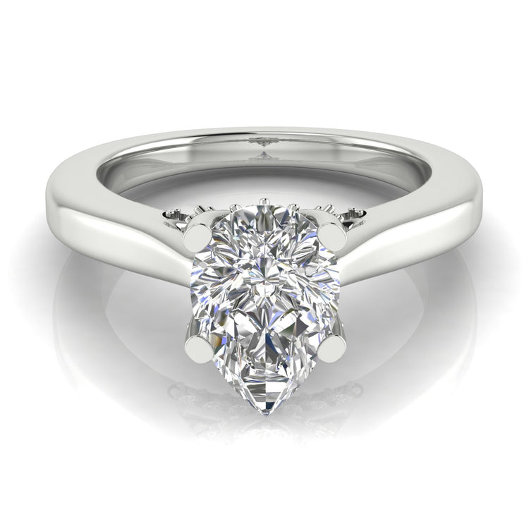 Bridge Paved Pear Shaped  Engagement Ring | Moissanite | Lab Grown Diamond