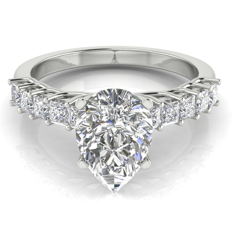 Princess Paved Pear Shaped  Engagement Ring | Moissanite | Lab Grown Diamond