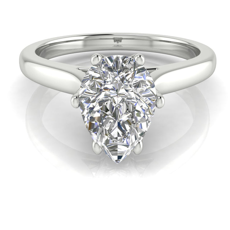 Crown Pear Shaped Lab Diamond Engagement Ring 