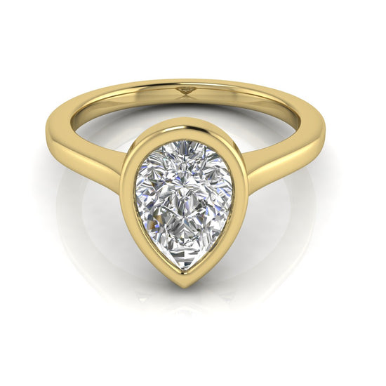 Floating Bezel Pear Shaped Lab Diamond Engagement Ring