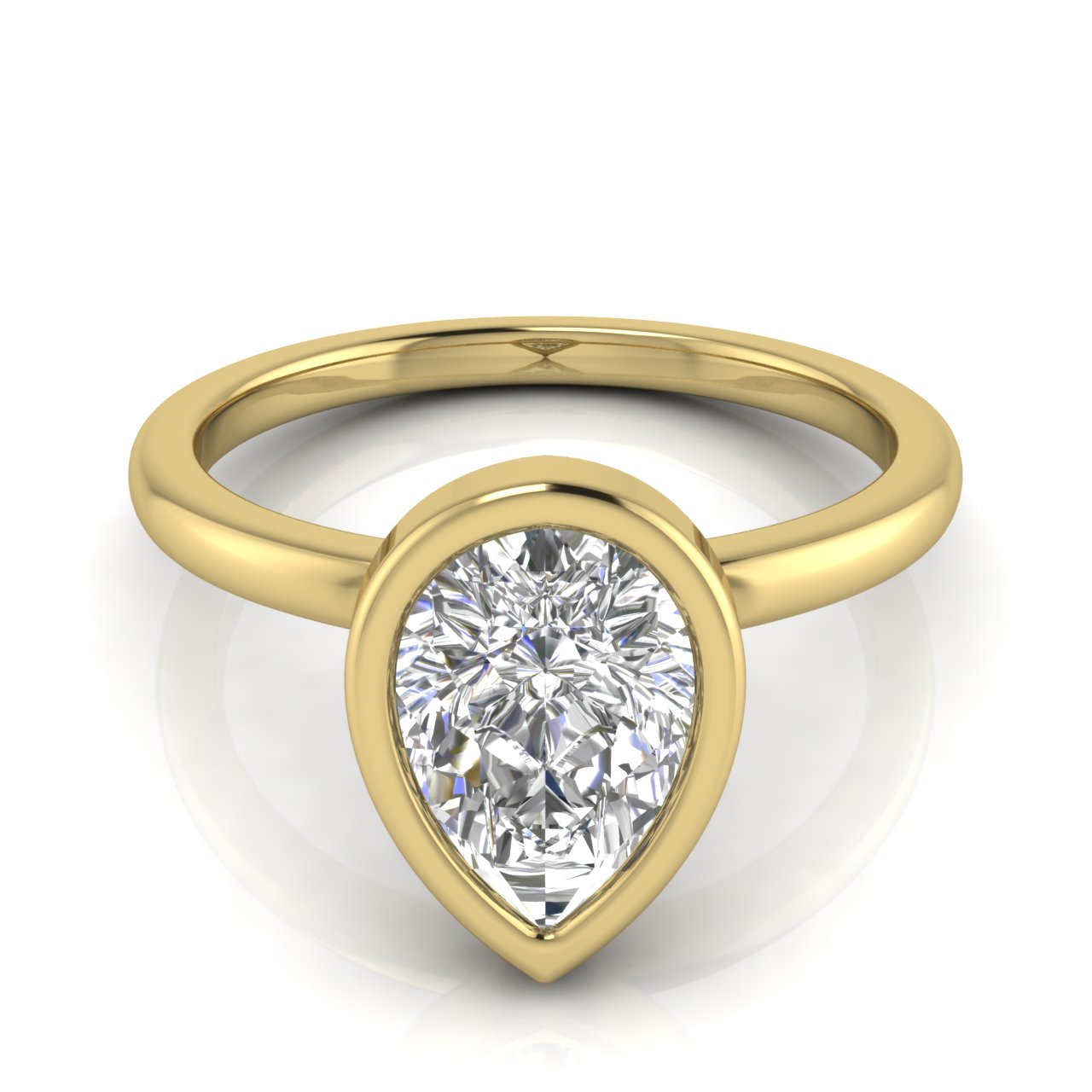 Bezel Pear Shaped Lab Diamond Engagement Ring