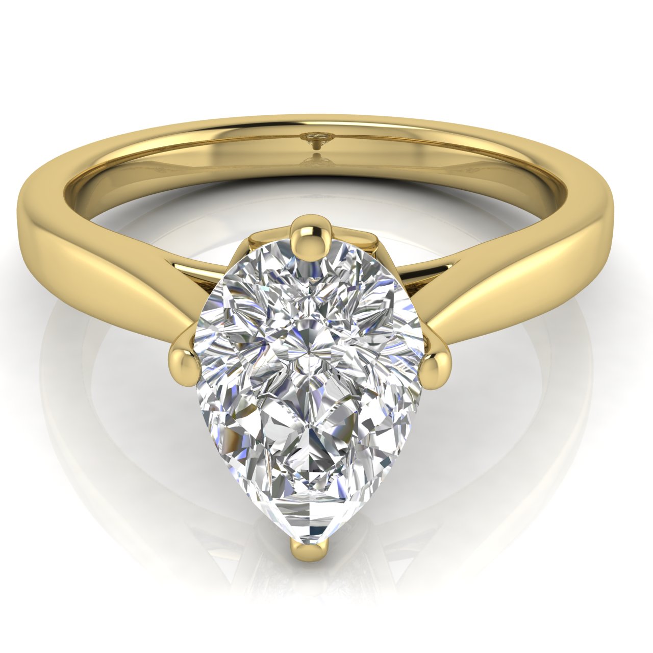 Hidden Accent Pear Shaped Lab Diamond Engagement Ring