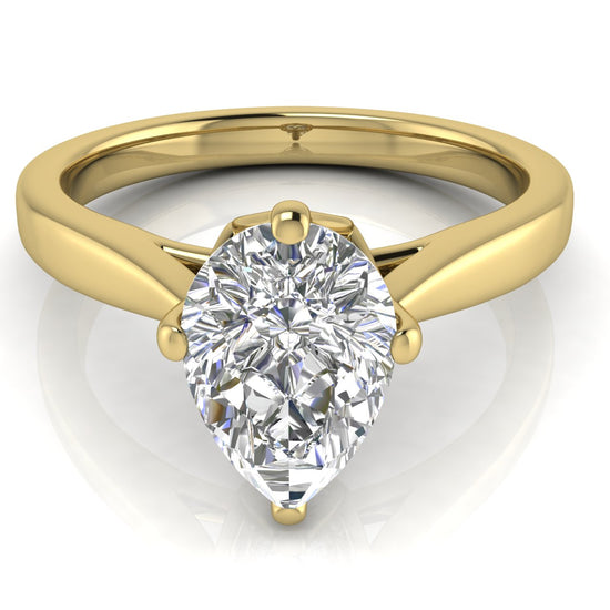 Hidden Accent Pear Shaped Lab Diamond Engagement Ring