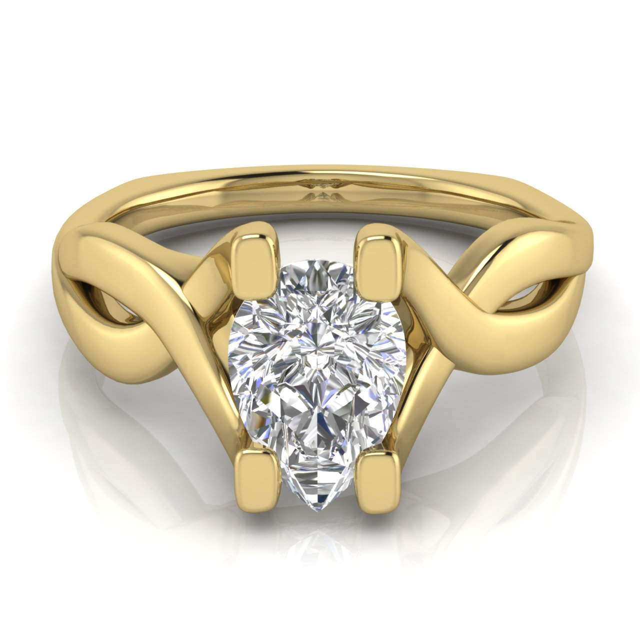 Twisted Shank Pear Shaped Lab Diamond Engagement Ring