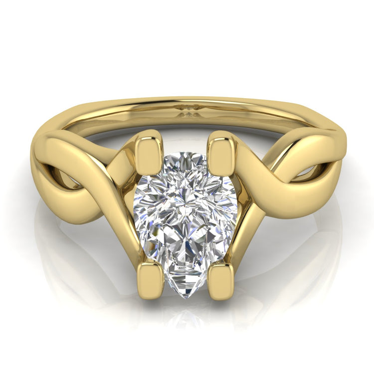 Twisted Shank Pear Shaped Lab Diamond Engagement Ring