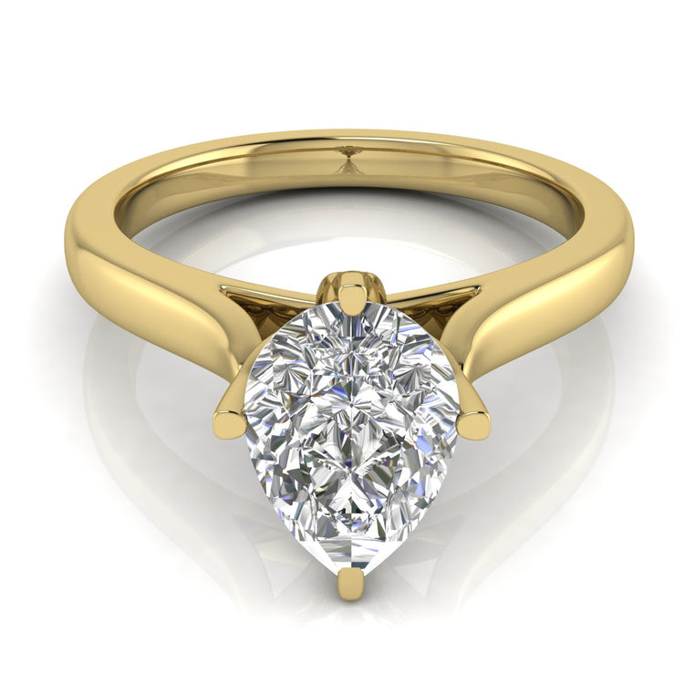 Lotus Prong Pear Shaped Lab Diamond Engagement Ring