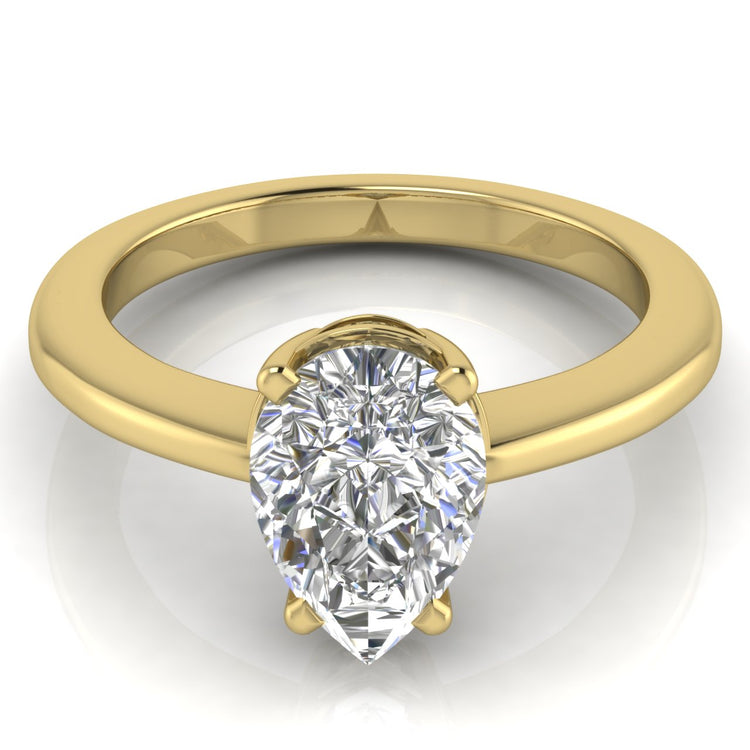 4 Prong Basket Pear Shaped Moissanite Engagement Ring