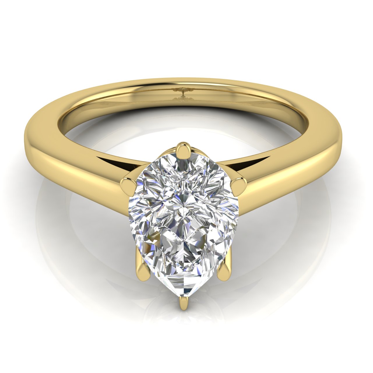 6 Prong Cathedral Pear Shaped Lab Diamond Engagement Ring