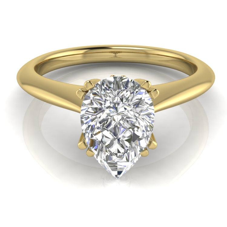 Double Prong Tulip Pear Shaped Lab Diamond Engagement Ring