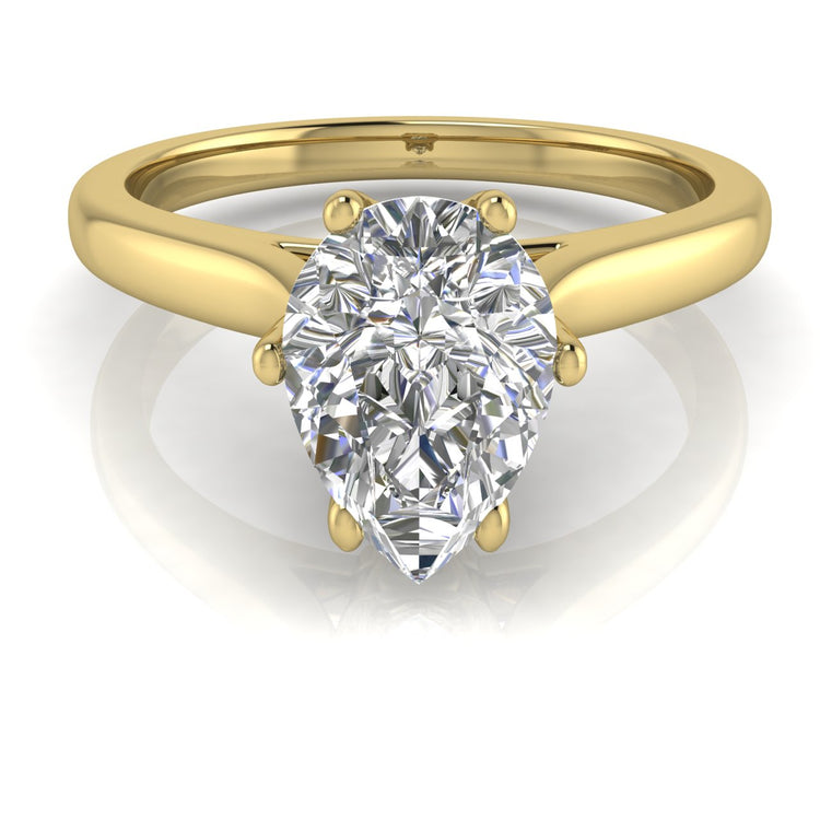 Crown Pear Shaped Moissanite Engagement Ring