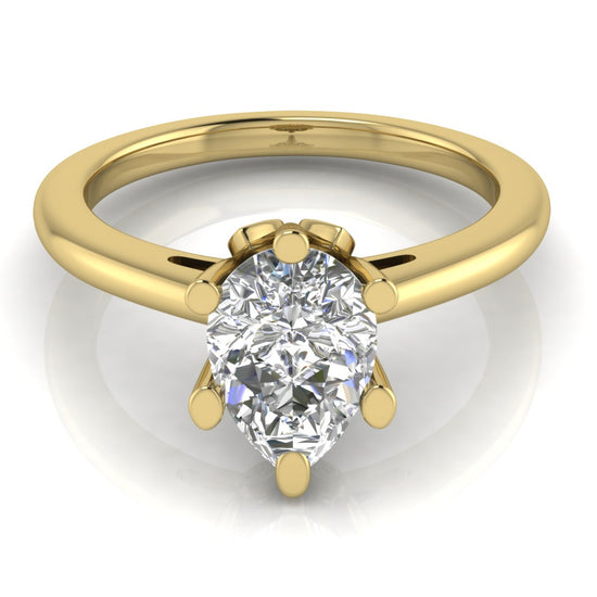 Lotus Pave Pear Shaped Moissanite Engagement Ring