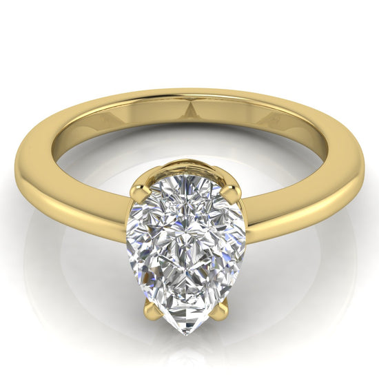 4 Prong Basket Pear Shaped Lab Diamond Engagement Ring