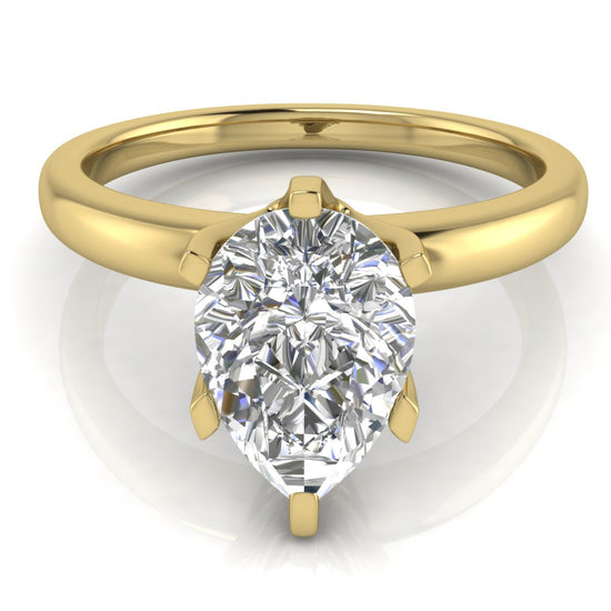 Elegant 6 Prong Pear Shaped Lab Diamond Engagement Ring