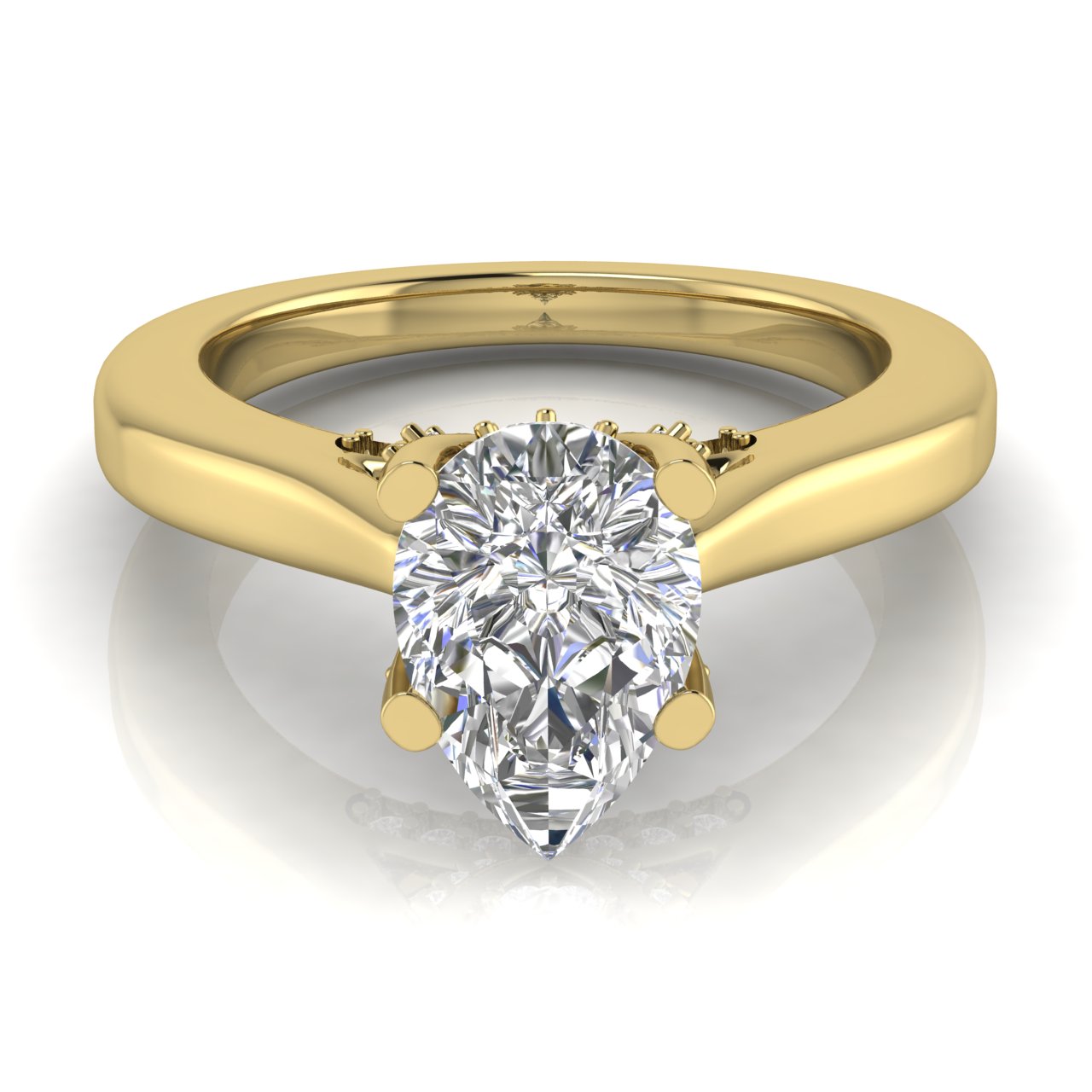 Bridge Paved Pear Shaped Moissanite Engagement Ring