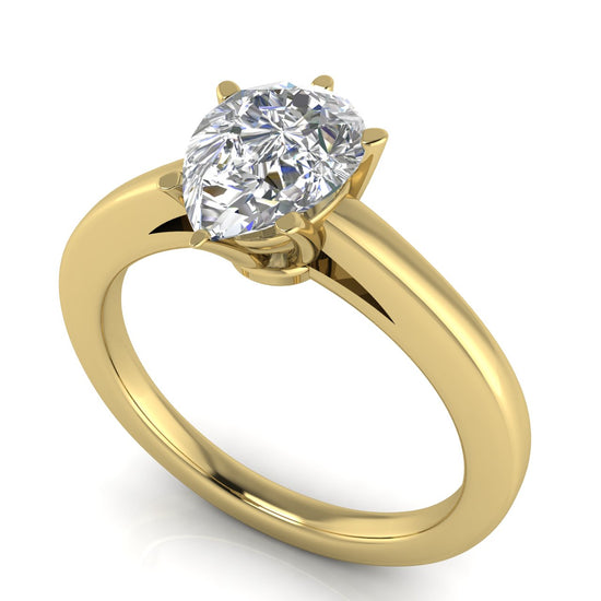 6 Prong Cathedral Pear Shaped Lab Diamond Engagement Ring