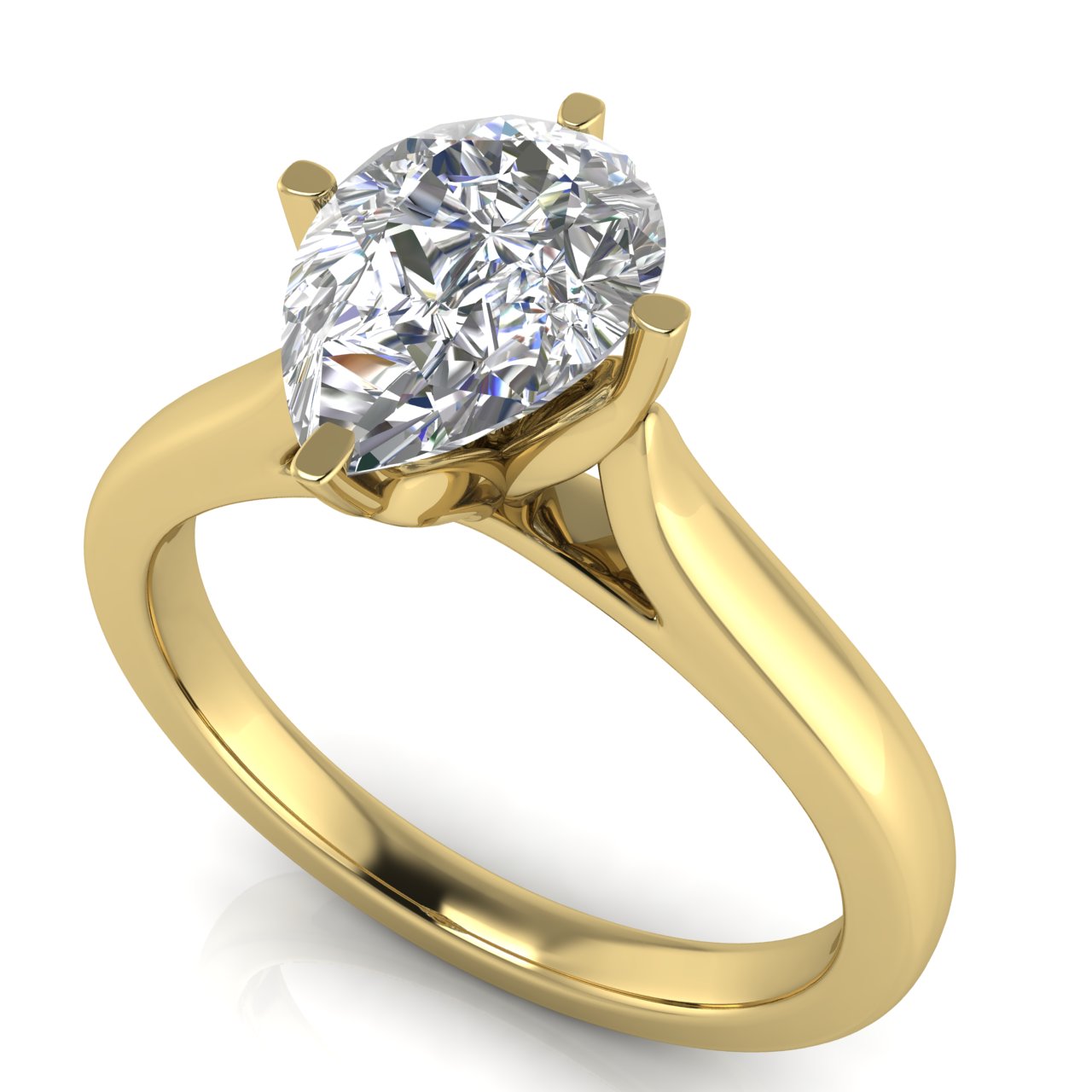 Lotus Prong Pear Shaped Lab Diamond Engagement Ring