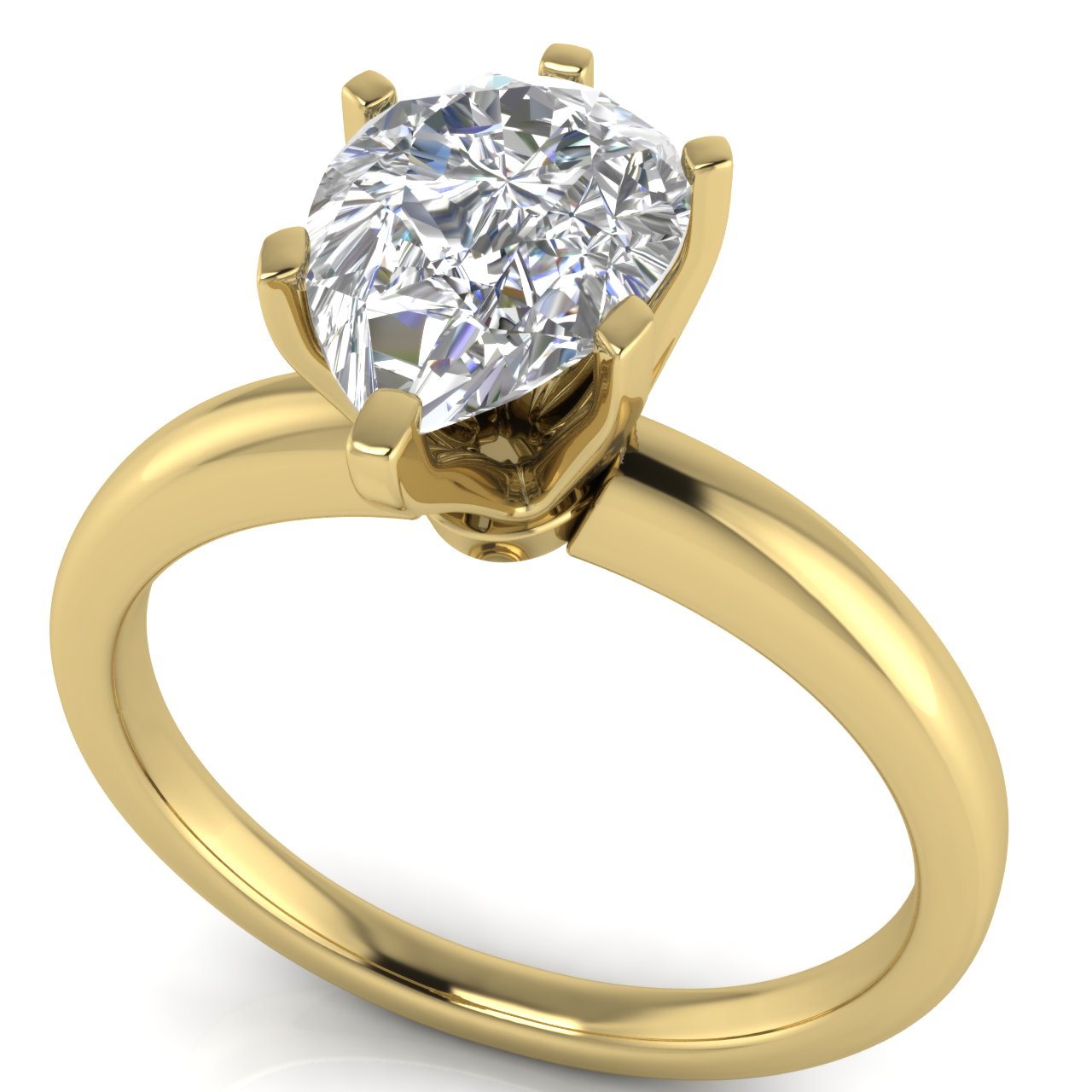 Elegant 6 Prong Pear Shaped Lab Diamond Engagement Ring