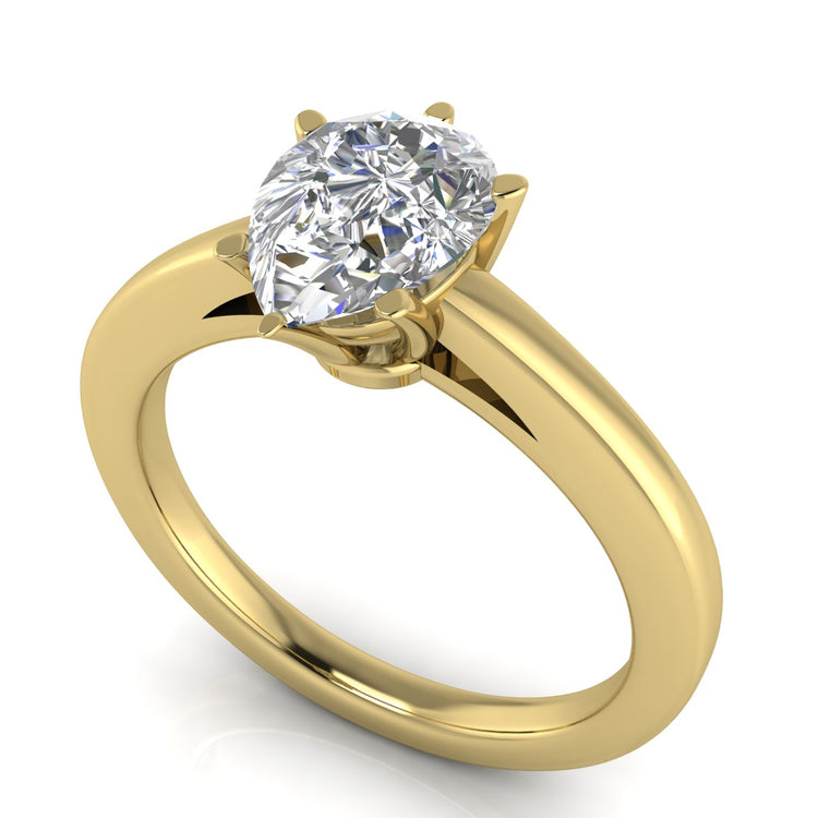 6 Prong Cathedral Pear Shaped Moissanite Engagement Ring